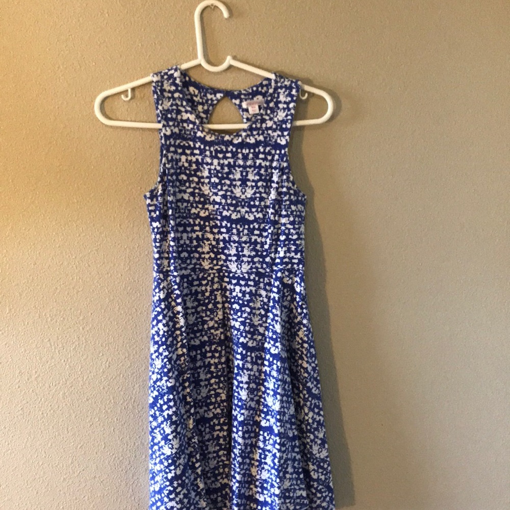 Purple and white patterned skater dress